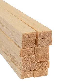 Bud Nosen Balsa Stick 1/4" x 1/2" x 36" (12/pkg) 1077