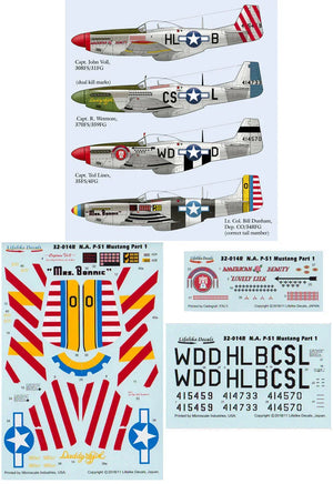 1/32 Lifelike Decals P-51 Mustang p-1 32-014R