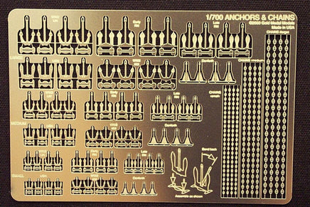 1/700 Gold Medal ANCHORS AND CHAINS (72 anchors 6 styles 4 each in 3 sizes) 700-20