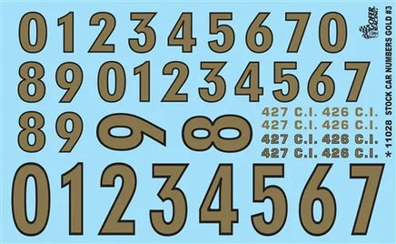 1/24-1/25 Gofer Gold Numbers Model Car Decal Sheet 11028