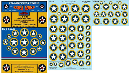 Yellow Wings decals with U.S. National insignia patch and star patterns on a blue and yellow background.