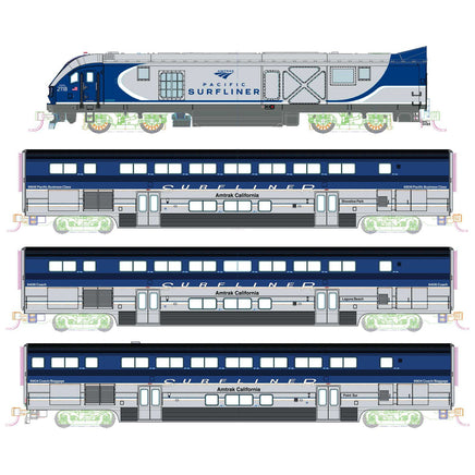 N Kato Amtrak SC-44 & Amtrak Pacific Surfliner 4 Unit Base Set w/Pre-Installed DCC + Sound + Lighting 9001S1