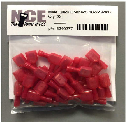 NCE Male Quick Connect (Red) 18-22AWG - 32 pcs 0277