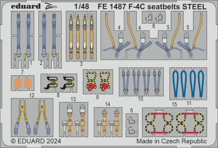 1/48 Eduard F-4C seatbelts STEEL Zoom set for HOBBY 2000 / ACADEMY FE1487