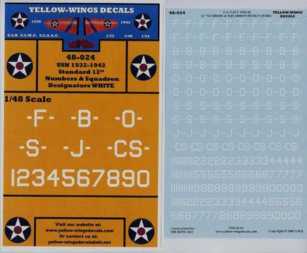 Yellow-Wings Decals for model kits with scale information and contact details.