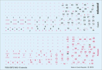 1/72 Eduard Decal MiG-15 / MiG-15bis stencils for Eduard 72007