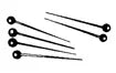 Set of black needles with round ends on a white background