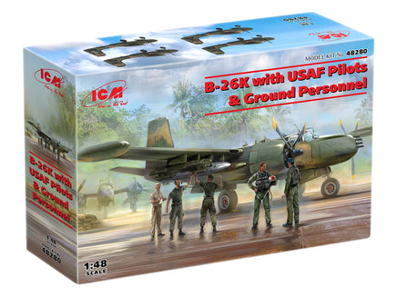 1/48 ICM B-26K with USAF Pilots & Ground Personnel 48280