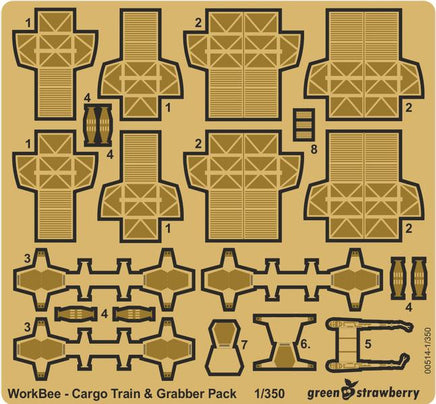 1/350 Green Strawberry Photo Etch WorkBee #2 Cargo Train & Grabber pack 00514