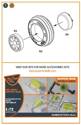 1/72 Clear Prop AMX Ghibli Wheel Set 72093