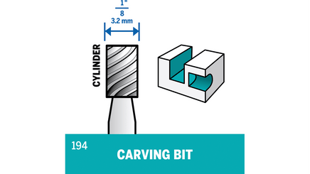 Dremel High Speed Cutter 1/8" Cylindrical Shaped Head 194