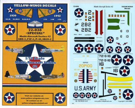 Yellow-Wings Decals for U.S. Army aircraft with scale model instructions and graphics.