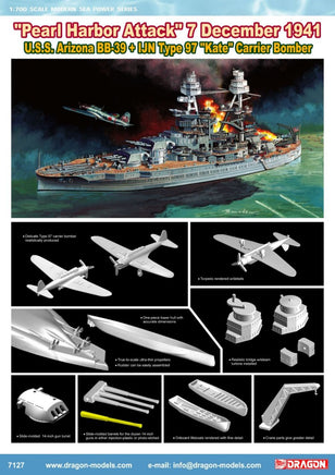 1/700 Dragon Model U.S.S. Arizona BB-39 + IJN Type 97 "Kate" Carrier Bomber 7127