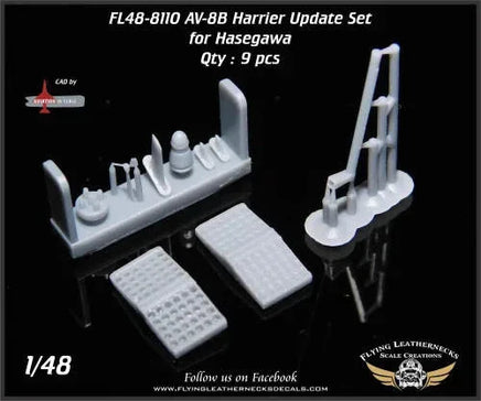 1/48 scale Flying Leathernecks AV-8B Harrier 9-piece detail upgrade set with precision resin parts for Hasegawa kit 48-8110

