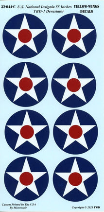 U.S. National Insignia decals with yellow wings on a blue background