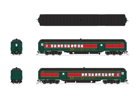 HO Broadway Ltd Heavyweight 5-Car Passenger Set Christmas Paint Scheme 9103 - MPM Hobbies