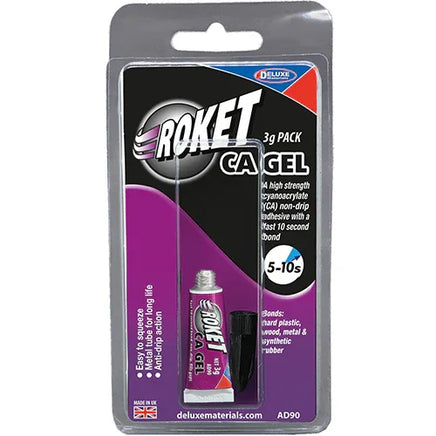 Roket CA Gel packaging with purple and gray design