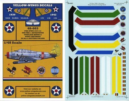 Yellow-Wings Decals packaging with airplane illustration and color swatches on a white background