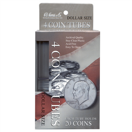 Whitman Round Coin Tubes - Large Dollars (4 Count) 1291