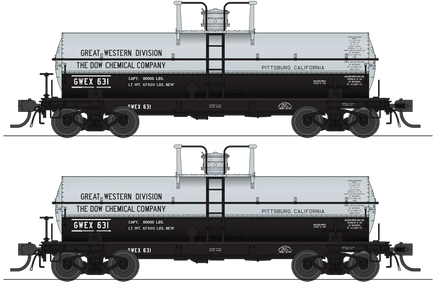 HO Broadway Ltd 6,000 Gallon Tank Cars Dow Chemical (2-Pack) 6461