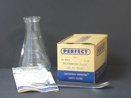 Perfect Parts Erlenmeyer Flask 125ml clear borosilicate glass conical laboratory flask with narrow neck and graduated markings for chemistry experiments
