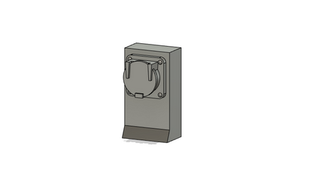 Illustration of a rectangular metal component with circular opening on a white background