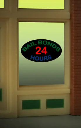 O/HO Miller Engineering Bail Bonds Window Sign 8880 - MPM Hobbies
