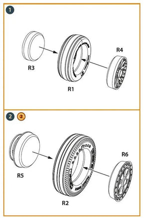 1/48 Clear Prop F-86A Wheel Set Type 1 (CP) 48052