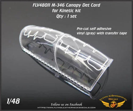 Flying Leathernecks V48011 M-346 canopy detonation cord detail set for 1/48 scale Kinetic model kit in clear packaging
