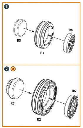 1/48 Clear Prop F-86A Weighted Wheels Set Type 1 (CP) A48090