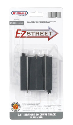 O Williams E-Z Street 2.5" Straight to Curve Track (4/Card) 00264