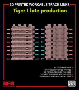 1/35 Ryefield Models 3D Printed Workable Track Links for Tiger I Late Production 2030