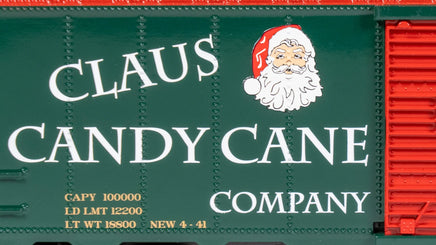 HO Bachmann 40' Box Car - Claus Candy Cane Co. 17007