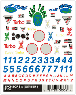 PineCar Sponsors & Numbers Decal 306
