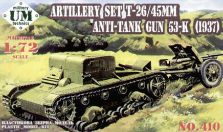 1/72 Uni Model Artillery set T-26T - 45mm Antitank gun 53-K (1937) MT-410