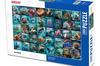 Jigsaw puzzle box featuring sea animals with a blue and white design.