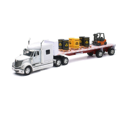 1/32 New-Ray International Lonestar Flatbed w/ Toxic Barrels & Forklift 10193