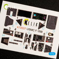 1/72 Kelik F-35B Interior 3D Decals for Academy Kit K72037