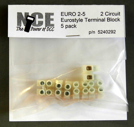NCE 2 Circuit Euro Style Term Strip 14-24 AWG (5 pcs) 0292