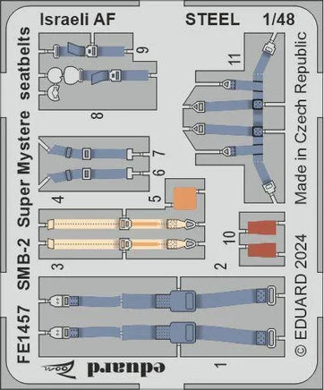 1/48 Eduard SMB-2 Super Mystere seatbelts Israeli AF STEEL for SPECIAL HOBBY FE1457