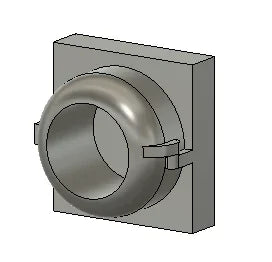 Metallic ring component on a white background