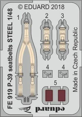1/48 Eduard P-39 seatbelts STEEL for EDUARD FE919