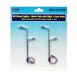 HO Rock Island Street Lights - Metal Poles with High 'n Low Arms (2pcs) 12103