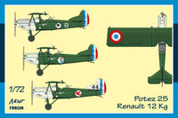 1/72 Azur Potez 25 Renault 12 Kg Plastic Model Kit FR0053