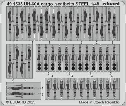 1/48 Eduard UH-60A cargo seatbelts STEEL Photo Etch 491533