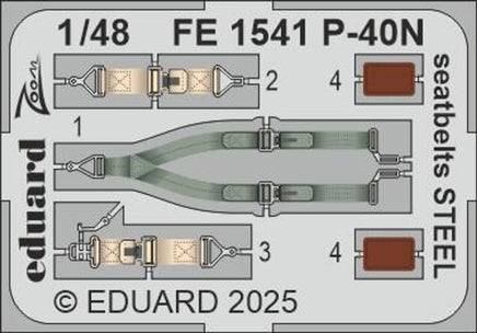 1/48 Eduard P-40N seatbelts STEEL FE1541