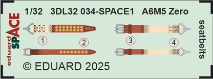 1/32 Eduard A6M5 Zero seatbelts SPACE 3DL32034