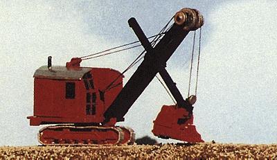 Red excavator on a plain background