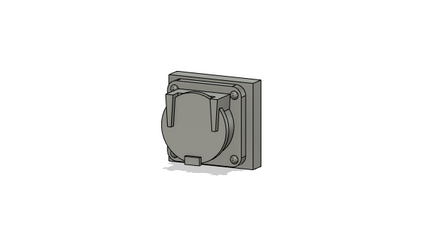 Gray wall-mounted electrical outlet on a white background