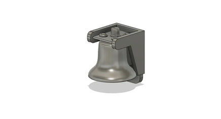 Metallic bell with a black base on a white background
